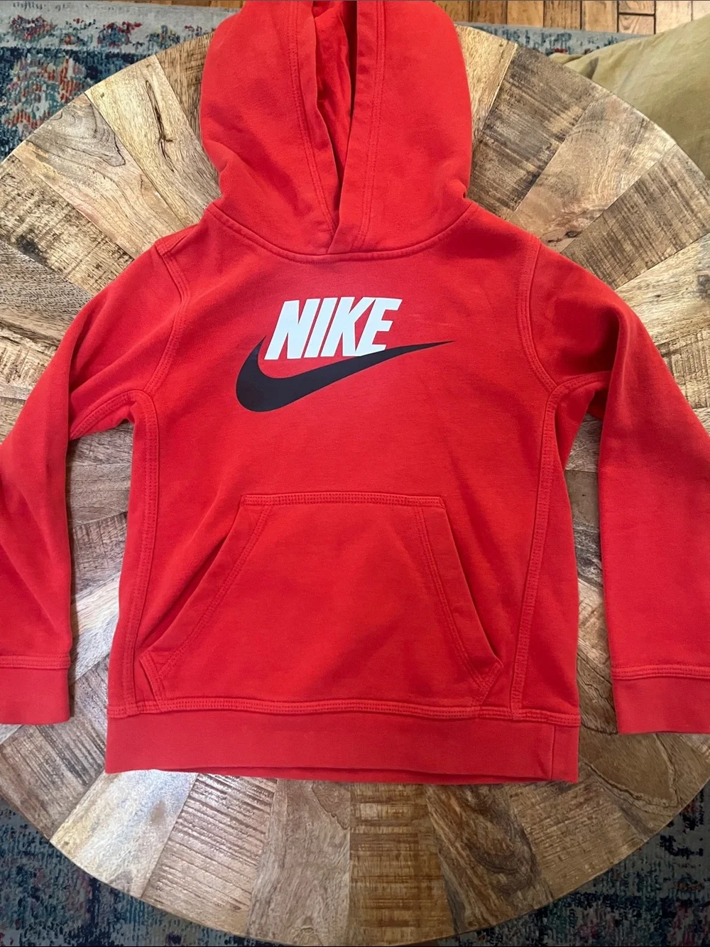 Nike Red Kids Hoodie with Black Swoosh